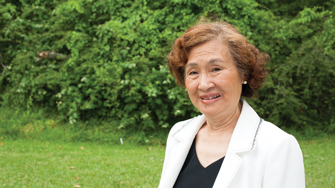 Senior donor at a park